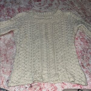 Sigrid Olsen Cream Cable Knit Sweater